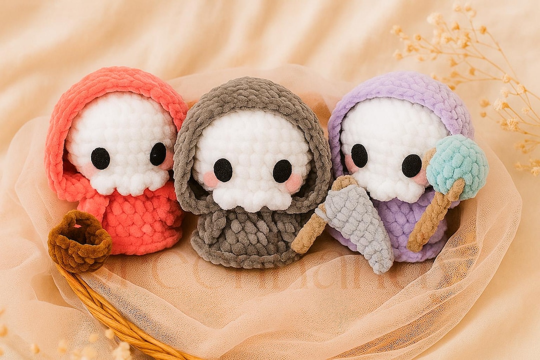 Crochet Cute Grim Plushie, Halloween Grim Crochet Keychain, Amigurumi Crochet, Halloween Crochet Grim Amigurumi, Halloween Gift - Etsy Japan
