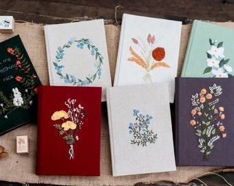 Personalized Embroidery Notebooks/Journal A5, Floral Designs, Custom Name Embroidery, Student Notepad Gift, Custom Text Embroidery