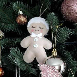 Handmade Gingerbread Christmas Ornaments, Christmas Ornaments Felt, Gingerbread Felt Ornament, Christmas Tree Decoration, Felt Gingerbread