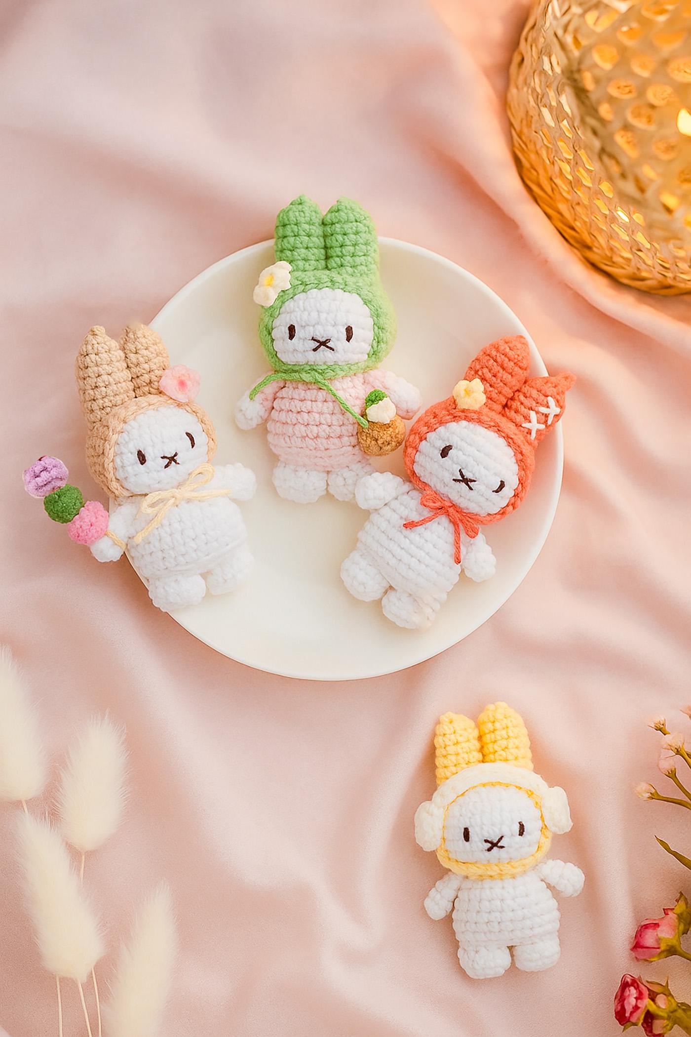 Crochet Miffy Keychain, Bunny With Hat Crochet, Handmade Mini