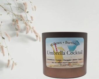 Umbrella Cocktail Candle | Soy Candle|Gifts for her|gifts for mom|summer|spring fragrance|gifts under 30|vacation candle|Melon candle|citrus