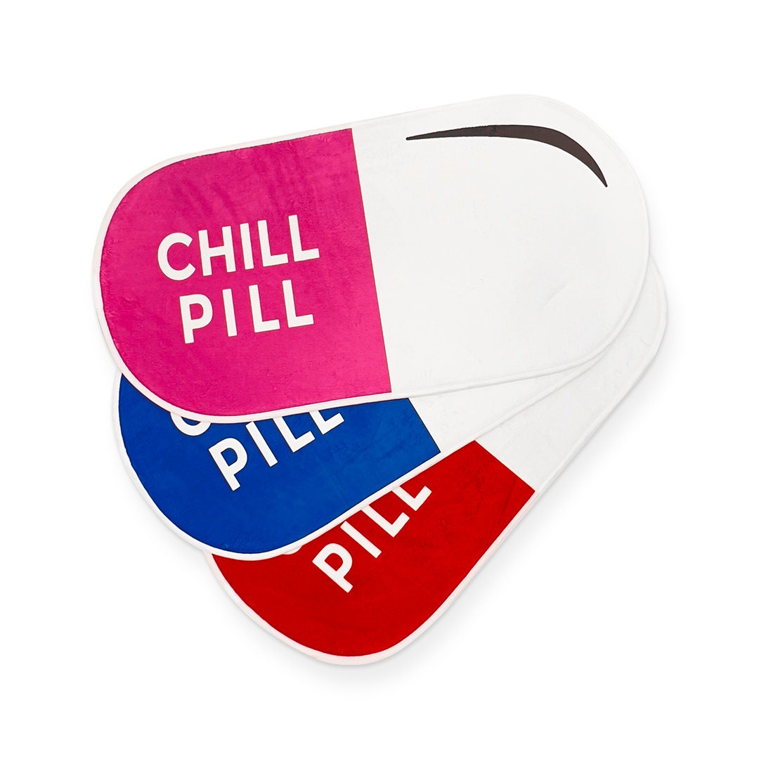Chill Pill Bath Mat Funny Bathroom Rug, Small Rug in Pink, Washable