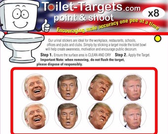 Toilet Targets 2cm White Vinyl Stickers urinal men bathroom pub bar restaurant business WC cleaning training trump maga USA funny fun antifa