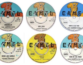 Stickers Vinyl Reggae Record Labels 6x85mm Camel - retro laptop ska skinhead 1960s 1970s mods scooters skinhead record vintage wall car case