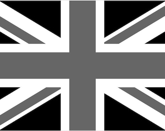Vinyl Stickers Union Jack Flag Black White & Grey United Kingdom UK car window bumper wall laptop (suitable for all non-porous surfaces)