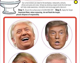 Toilet Targets 4cm White Vinyl Stickers urinal men bathroom pub bar restaurant business WC cleaning training trump maga USA funny fun antifa