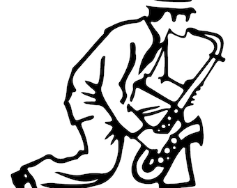 Ska Decal Black Vinyl Stickers + App Tape wall vehicle saxophone car van vehicle retro cool sax