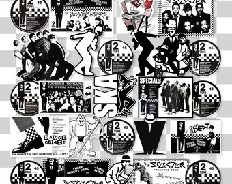 Sample Vinyl Wrap Laminated for furniture up-cycle up-cycling  - ska 2 Tone vintage craft kitchen wall retro skinhead mods
