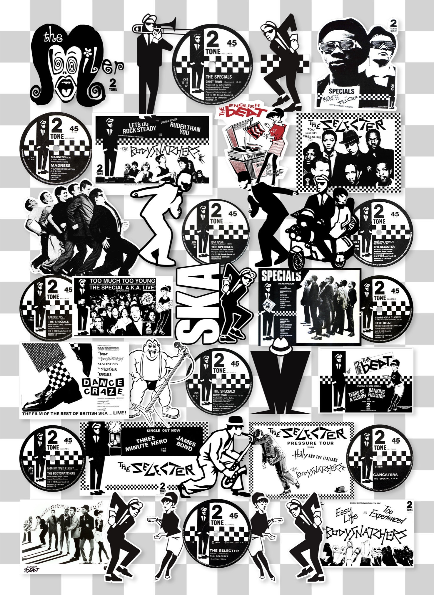 Poster Ska 2 Tone Montage 440x321mm Wall Art Skinhead