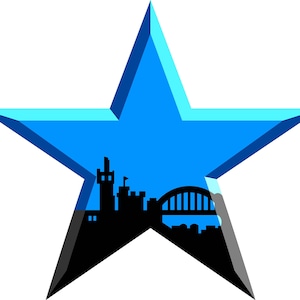 Stickers Vinyl Blue Star Shaped - Newcastle Geordie Toon army window car laptop van decal cool Tyneside decoration adhesive self cling