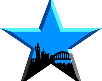 Stickers Vinyl Blue Star Shaped - Newcastle Geordie Toon army window car laptop van decal cool Tyneside decoration adhesive self cling