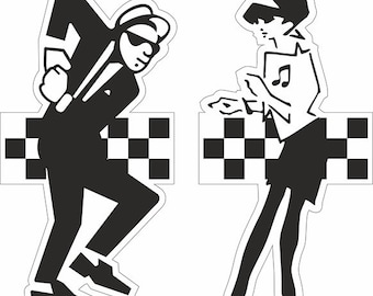 Stickers Vinyl Ska Dancers window laptop car wall Walt and Betty retro 2 Tone specials (adhesive vinyl suitable for non-porous surfaces)