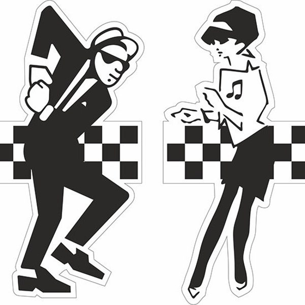 Aufkleber Vinyl Ska Dancers Fenster Laptop Autowand Walt und Betty retro 2 Tone Specials (klebendes Vinyl für nicht poröse Oberflächen geeignet)