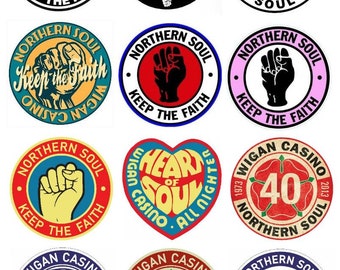 Northern Soul 12x10cm Vinyl Stickers heart fist music wigan keep faith laptop window (adhesive vinyl stickers for non-porous surfaces)