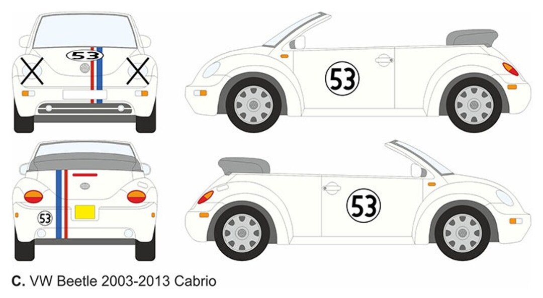 Car Decals Kit Herbie 53 Laminated Graphics Set Cabriolet Etsy