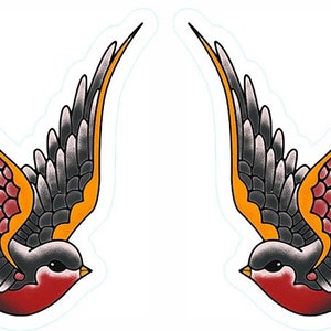 Swallows Shaped Vinyl Stickers Birds Art Tattoo Retro vintage adhesive laptop window wall clear vinyl car van (for non-porous surfaces)