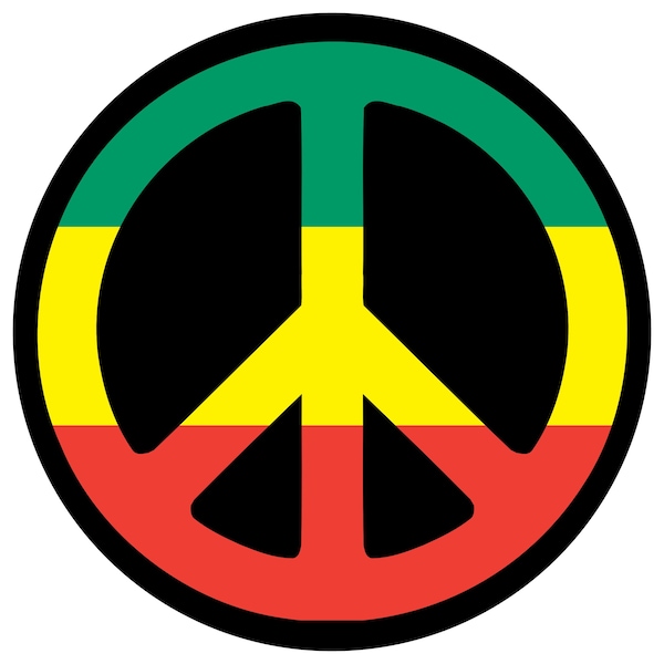 Stickers Vinyl Rasta Peace Circular window laptop wall (adhesive vinyl suitable for non-porous surfaces) Rastafarian reggae antiwar Jamaica