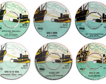 Stickers Vinyl Reggae Records 6x85mm Escort pama retro laptop ska skinhead 1960s (adhesive stickers, suitable for any non-porous surface)