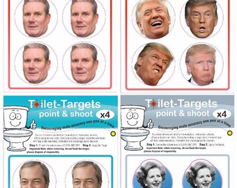 Toilet Targets White 4cm Vinyl Stickers urinal men bathroom pub bar restaurant WC cleaning starmer farage Boris training trump maga antifa