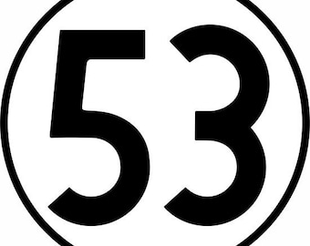 Stickers Car Circular Vinyl Decal Laminated Gloss 170mm / 6.7inches Herbie 53 Gloss Vinyl 53 love bug retro film sticker