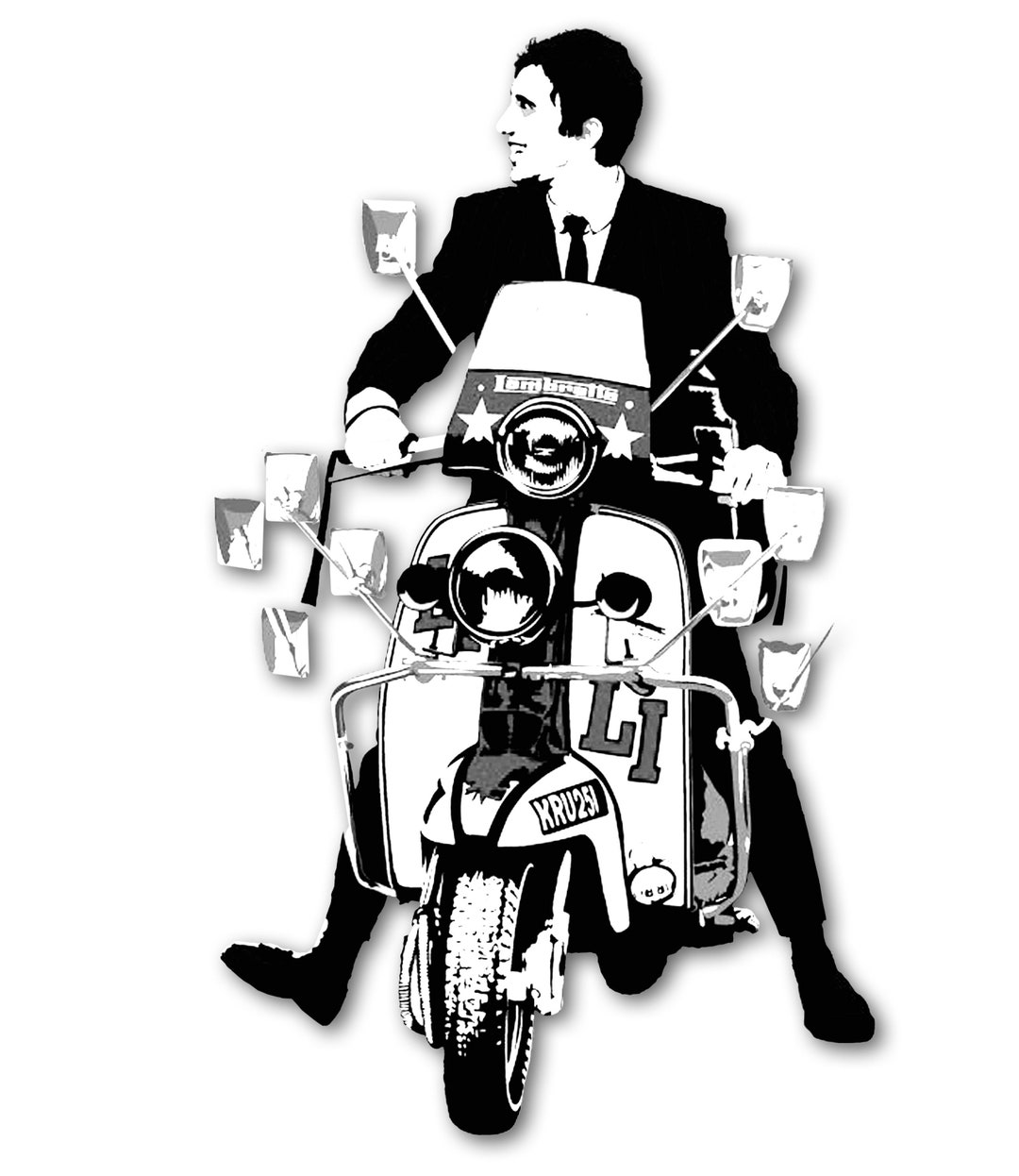 Vinyl Stickers Scooter Boy Scootering Mods Vespa Laptop Wall Window Car ...