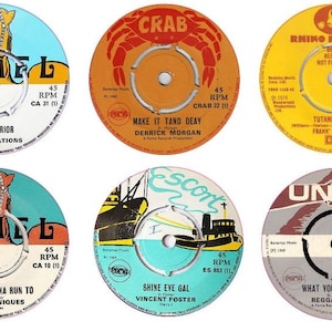 Adesivos Vinil Reggae Records 6 x 85 mm crab unity escort camel retro laptop ska (adesivos adesivos, adequados para qualquer superfície não porosa)