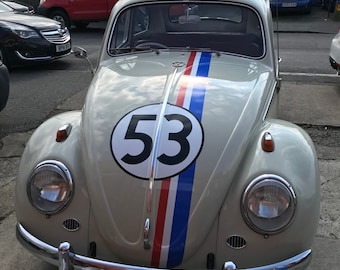 Car Decal Vinyl Laminated 445mm Herbie 53  - bonnet gumball lovebug retro vintage classic UV resistant