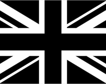 Vinyl Stickers Union Jack Black & White Flag United Kingdom car window bumper wall laptop coronation (suitable for all non-porous surfaces)
