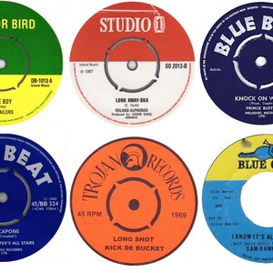 Adesivos Vinil Reggae Records 6 x 85 mm blue beat trojan studio 1 retro laptop ska (adesivos adesivos, adequados para qualquer superfície não porosa)