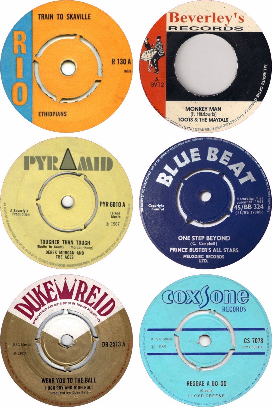 Record Sticker Blue Stickers Vinyl Reggae Records 6x85mm Blue Beat One Step Laptop Skaville ...