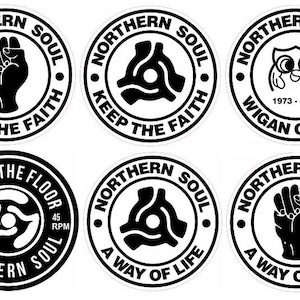 Northern Soul 6x12cm Vinyl Stickers retro wigan keep faith laptop window torch casino cool (adhesive vinyl stickers for non-porous surfaces)