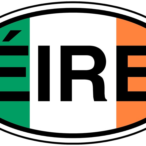 Aufkleber aus Vinyl, Irland, Irland, Republik, irische Trikolore, Bratach-Flagge, Stoßstange, Laptop, Fenster, Auto (selbstklebende Vinyl-Aufkleber für nicht poröse Oberflächen)