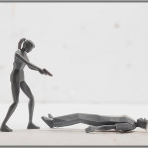 Claire Redfield Zombie Headshot Diorama - Low-Poly Figurine - 8cm - Unpainted DIY
