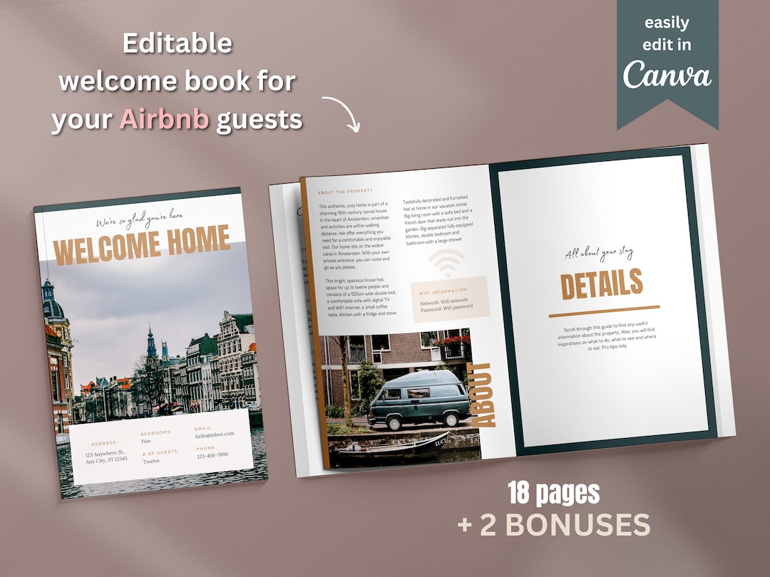 Airbnb Welcome Guide Template, Editable Personalized Guest Welcome Book ...