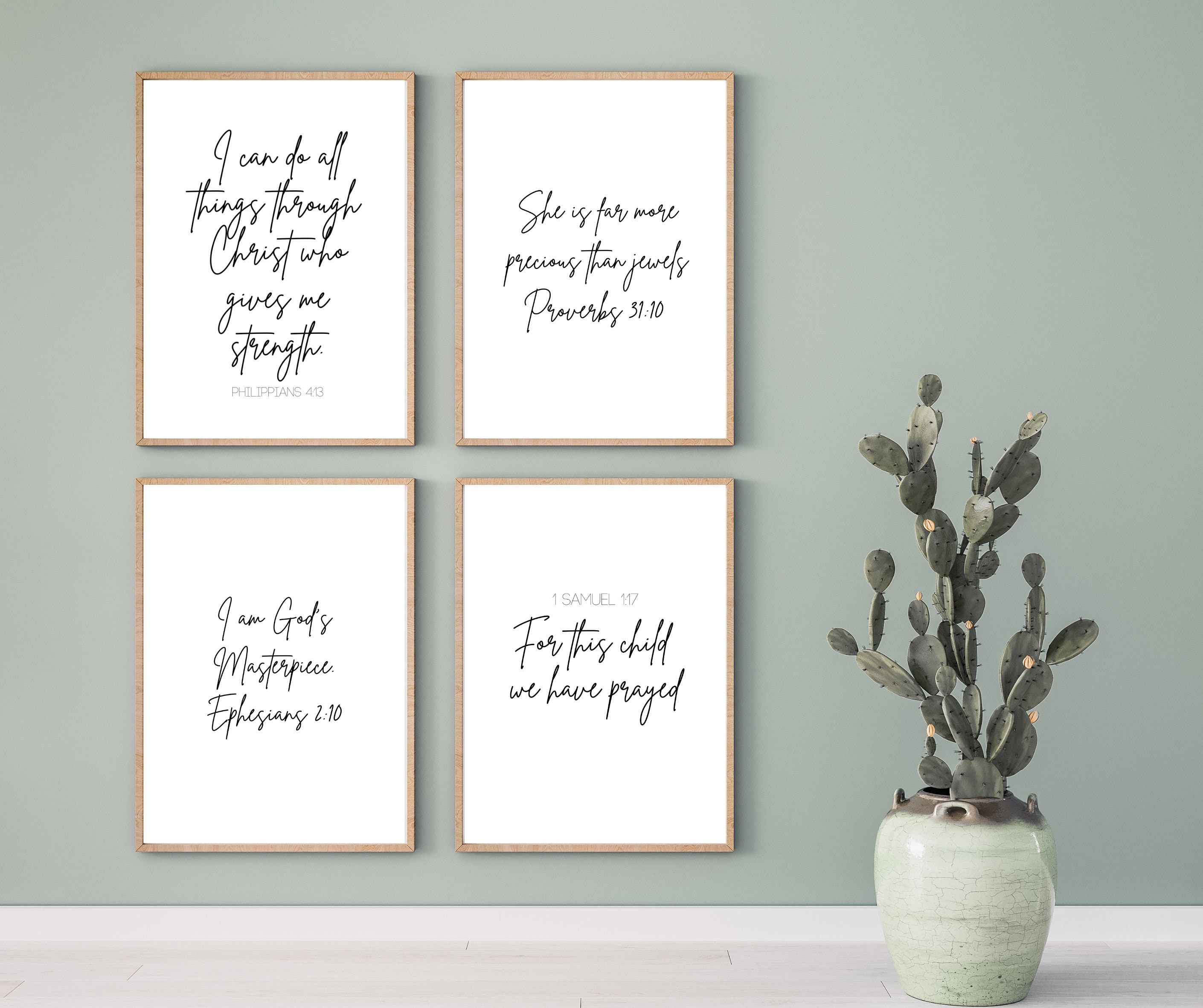 Scriptures In Script Images Set of 6 Bible Verses | INSTANT DIGITAL DOWNLOAD | Nursery | Boys ...