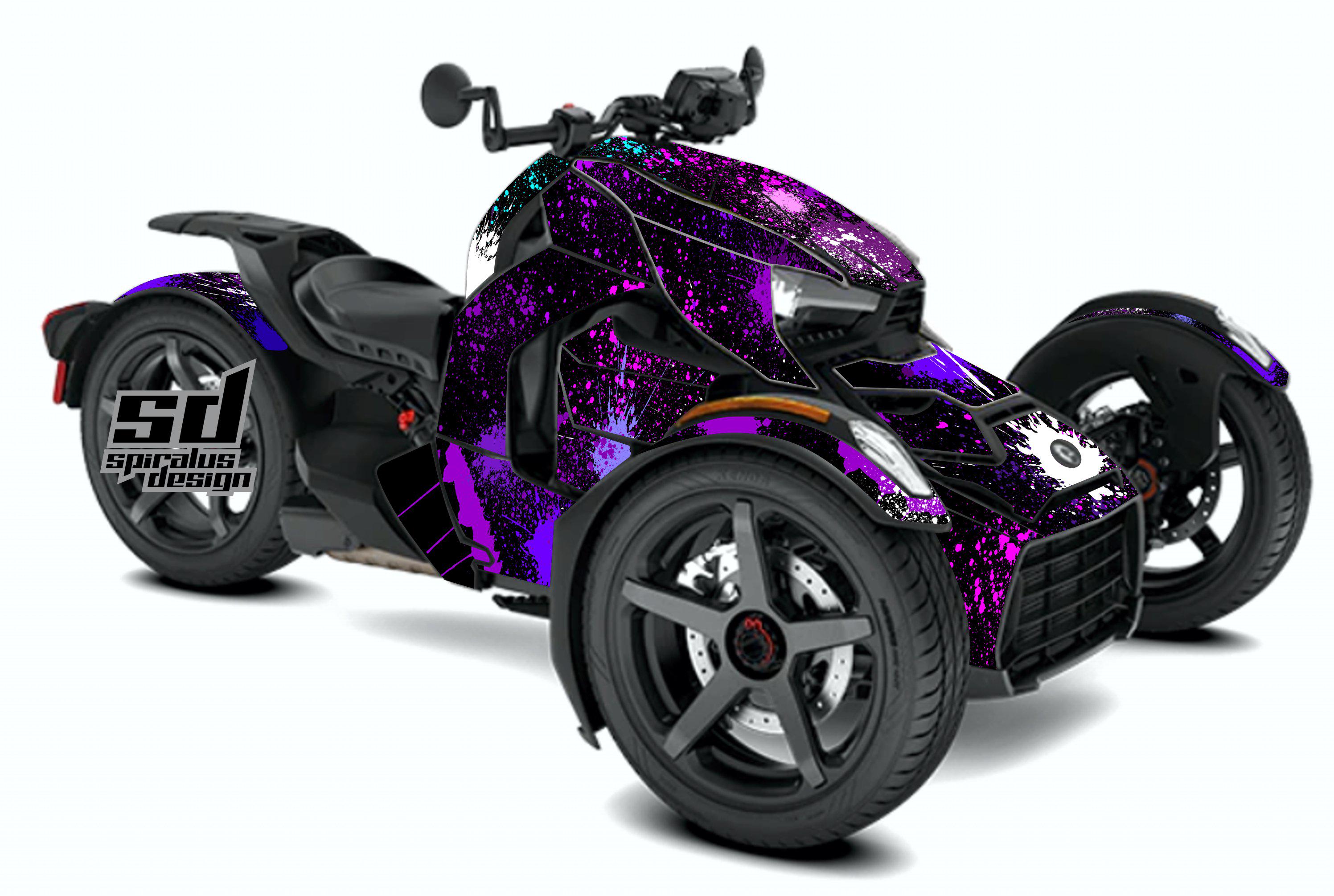 Can Am Ryker Sport Rally 600 900 Graphic Wrap Decal Kit "Paint Splatter" Purple Shades