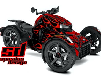 Can Am Ryker Sport Rally 600 900 Graphic Wrap Decal Kit &quot;Hot Rod Flames&quot;