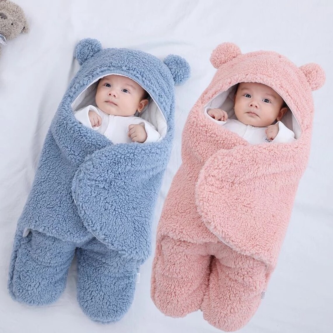 Cute Baby Fleece Swaddle Wrap Teddy Bear Fleece 06 Months Etsy