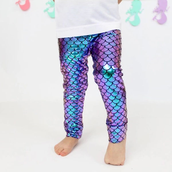 Nautinati Girls' Cotton Mermaid Print Leggings