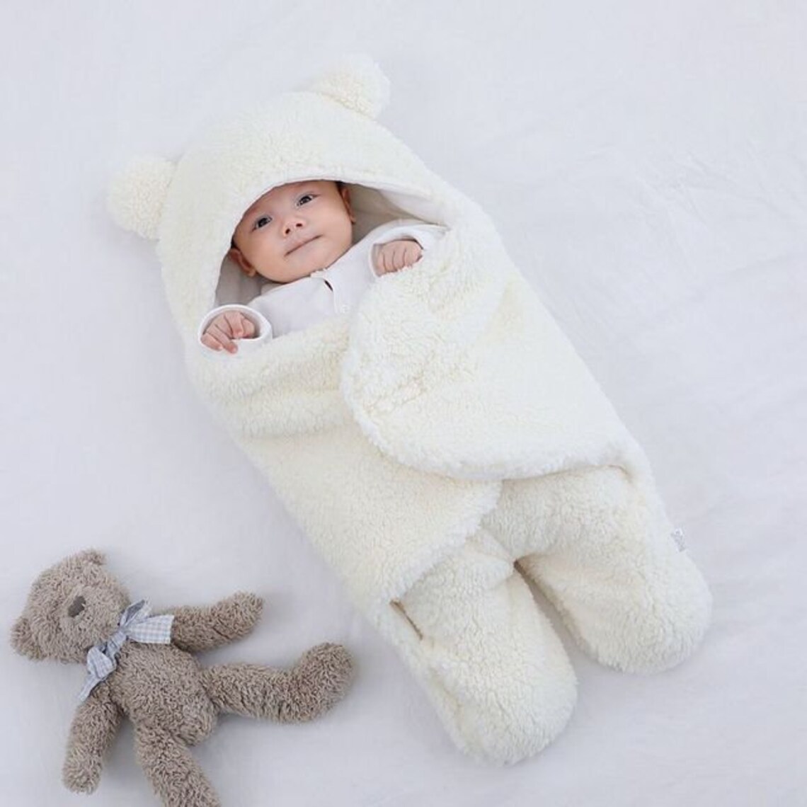 Cute Baby Fleece Swaddle Wrap Teddy Bear Fleece 06 Months Etsy