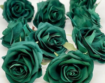 3.5" Emerald Artificial Rose Emerald Rose Dark Green Rose Forest Green Rose Emerald Silk Flower Dark Green Silk Flower Dark Green Emerald