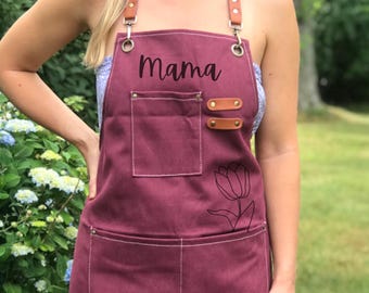 Benutzerdefinierte Schürze Muttertag Gartenschürze Pflanze Eltern Schürze Geschenk Frühling Danke Gartenschürze Geschenk Personalisierte Schürze Ecogardener Schürze
