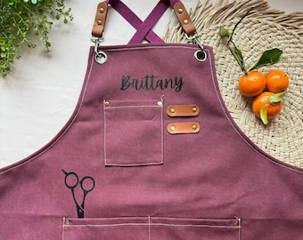 Grembiule personalizzato per donna, regalo per parrucchiera, grembiule con tasca, idea regalo per barbiere, grembiule personalizzato per parrucchiere