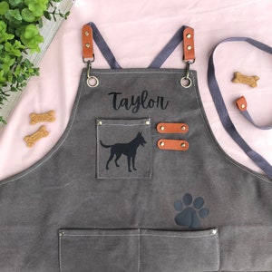 Custom Apron for Pet Store Groomer Gift Idea for Dog Mom Apron Pet Spa Personalized Apron for Dog Lover Smock Logo Apron Cross Back Apron