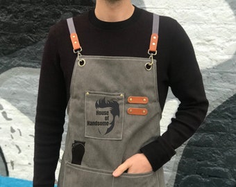 Custom Logo Barber Apron for Men Hair Cutting Apron for Barber Professional Men's Apron Durable Men's Apron Modern Barbershop Apron Logo