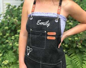 Custom Hairstylist Apron Cosmetology Apron with Pockets Hairdresser Custom Apron for Hair Stylist Apron Cross Back Hairstylist Gift Idea
