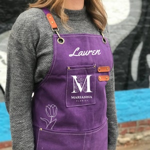 Canvas Florist Apron Gardener Logo Apron for Florist Custom Garden Apron Florist Gift Gardening Gift Apron Personalized Apron with Pocket