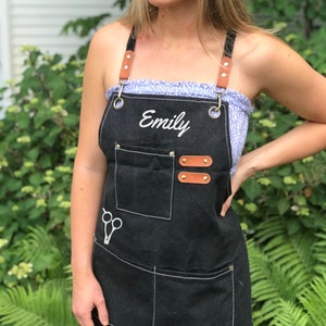 Custom Hairstylist Apron Cosmetology Apron with Pockets Hairdresser Custom Apron for Hair Stylist Apron Cross Back Hairstylist Gift Idea