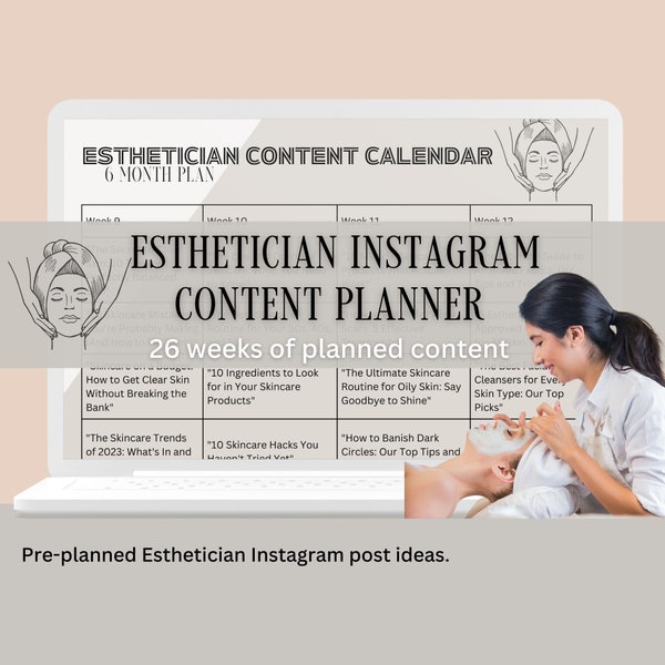 Esthetician Content Planning Calendar Skincare Content Planner Skincare Instagram Post Planner Esthetician Instagram Post Idea Content Idea