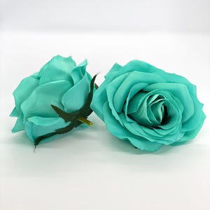 3,5 po. Fleur turquoise artificielle bleu sarcelle Tête de rose artificielle Aqua Fleurs artificielles Aqua Fleurs turquoise Mariage turquoise Mariage bleu sarcelle Mariage aquatique